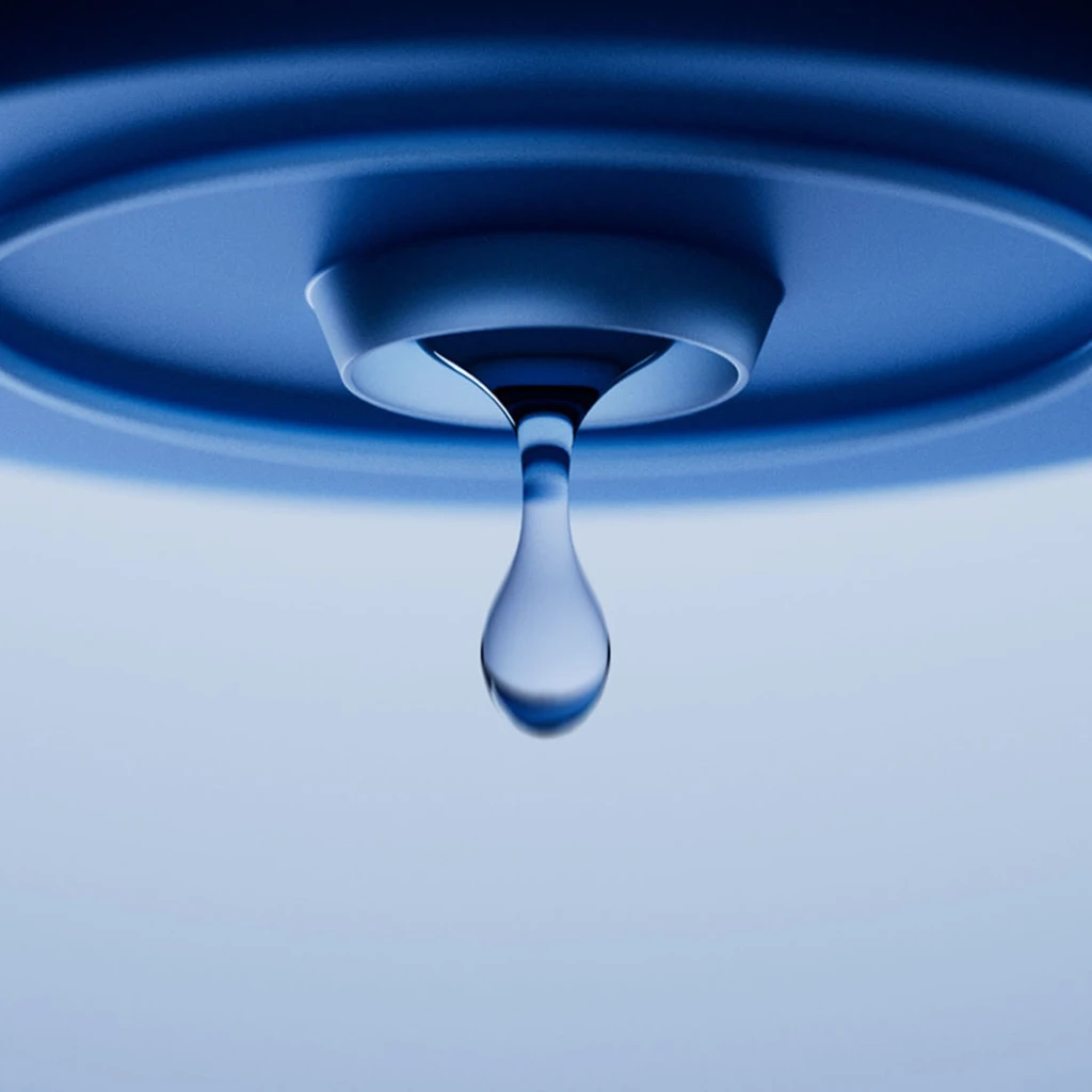 A drop of water falling from the nozzle of the Aquablu Series 2 water dispenser