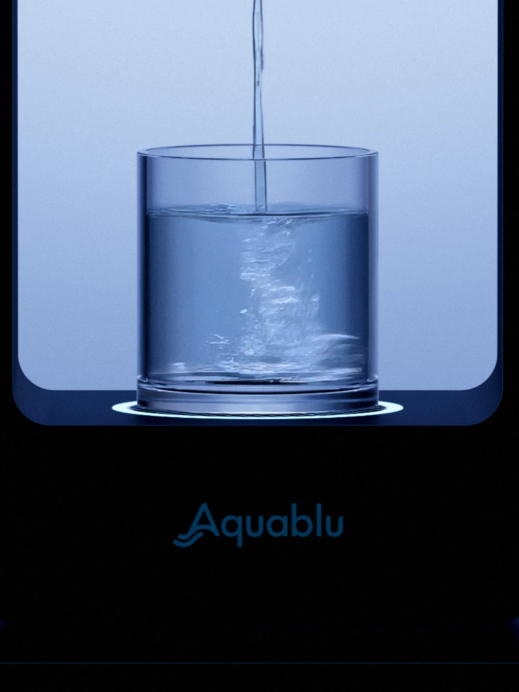water pouring into a glass from the Aquablu series 2 water dispenser